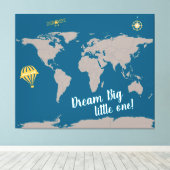 Droom grote kleine! Wereldkaart Baby Kinderkamer K Canvas Afdruk (Insitu (Houten vloer))