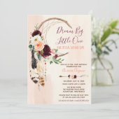 Droom Grote Peach & Bourgondië Boho Eerste Verjaar Kaart (Staand voorkant)