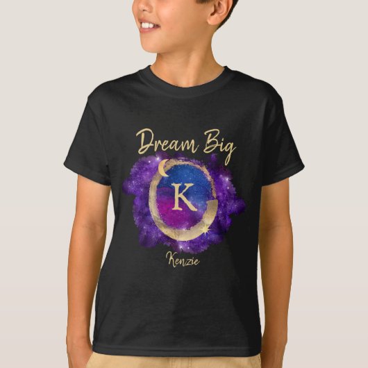 Droom Grote Ruimte Galaxy Metallic Goud Monogram N T-shirt (Voorkant)