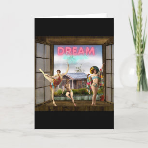 Droom Groter Veranderde Kunst Vintage Dansers Kaar Notitiekaartje