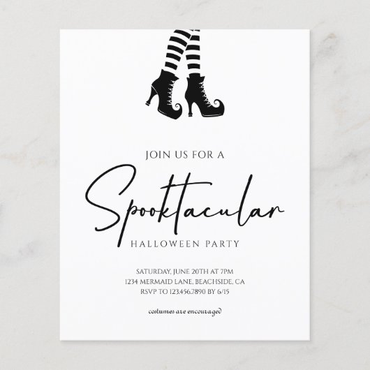 Droom Halloweenfeest Zwart en Wit Uitnodiging (Voorkant)