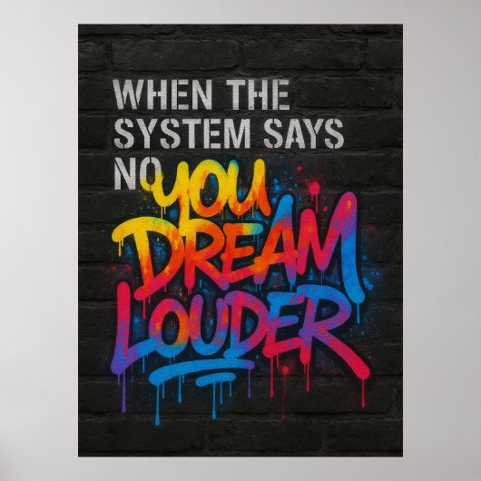 Droom Harder, Graffiti Stijl Motivatie Poster (Voorkant)