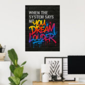 Droom Harder, Graffiti Stijl Motivatie Poster (Thuiskantoor)