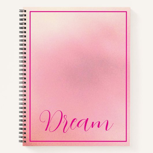 "Droom" Helder Roze Letter Gradiënt Roze Notitieboek (Voorkant)