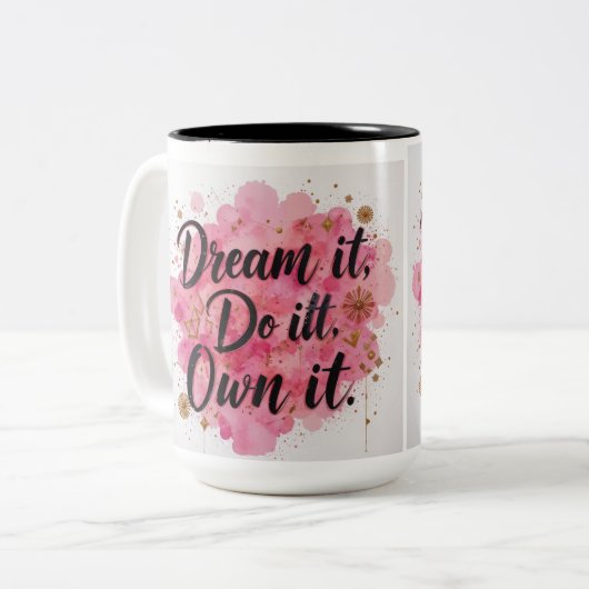 Droom het. Doe het. Eigen IT" Tweekleurige Koffiemok (Voorkant links)