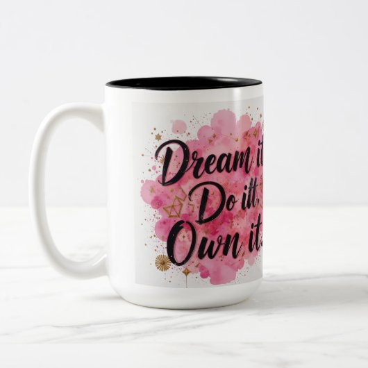 Droom het. Doe het. Eigen IT" Tweekleurige Koffiemok (Links)