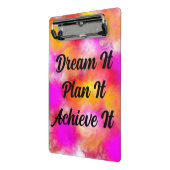 Droom het, plan het, bereik het kleurrijke klembor mini klembord (Angled2)