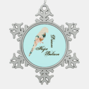 Droom, hoop, geloof vogel tin sneeuwvlok ornament