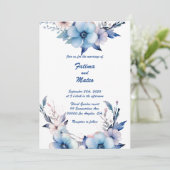 Droom in blauw: Gepersonaliseerde bruiloft uitnodi Kaart (Staand voorkant)