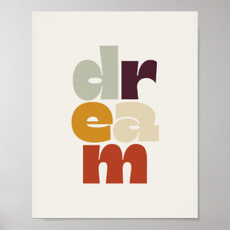 Droom in retro kleurenstijl poster