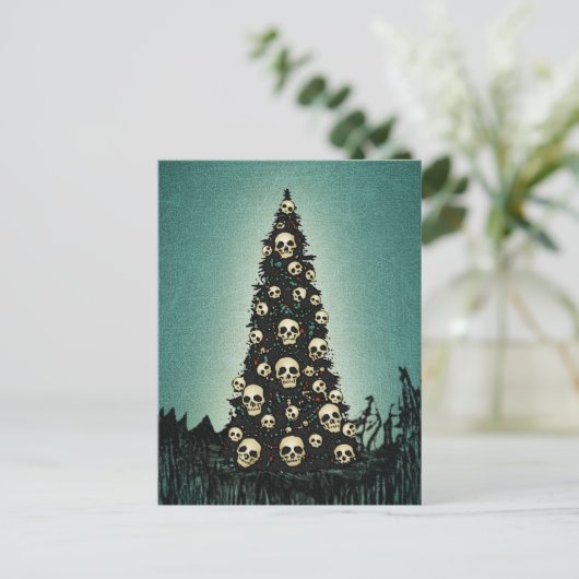 Droom kerstboom met schedels briefkaart (Staand voorkant)