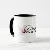 Droom Komt Waar, Zachte Paarse Bloemen Waterverf M Mok (Voorkant links)