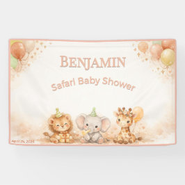 Droom Leeuw Olifant Giraffe Pastel Neutrale Feest Spandoek