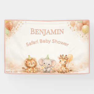Droom Leeuw Olifant Giraffe Pastel Neutrale Feest Spandoek