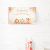 Droom Leeuw Olifant Giraffe Pastel Neutrale Feest Spandoek (Insitu)