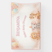 Droom Leeuw Olifant Giraffe Pastel Perzik Roze Spandoek (Verticaal)