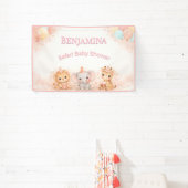 Droom Leeuw Olifant Giraffe Pastel Perzik Roze Spandoek (Insitu)