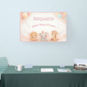 Droom Leeuw Olifant Giraffe Pastel Perzik Roze Spandoek (Beurs)