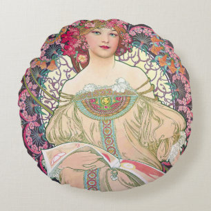 Droom (Lente), Alphonse Mucha Kussenhoes Rond Kussen