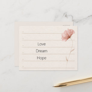 Droom Liefde Hoop Notities Roze Bloem