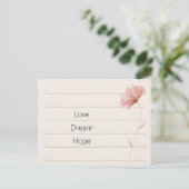 Droom Liefde Hoop Notities Roze Bloem (Staand voorkant)