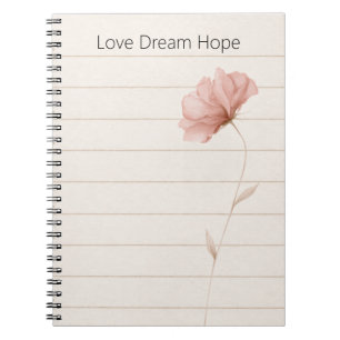 Droom Liefde Hoop Notities Roze Bloem Notitieboek