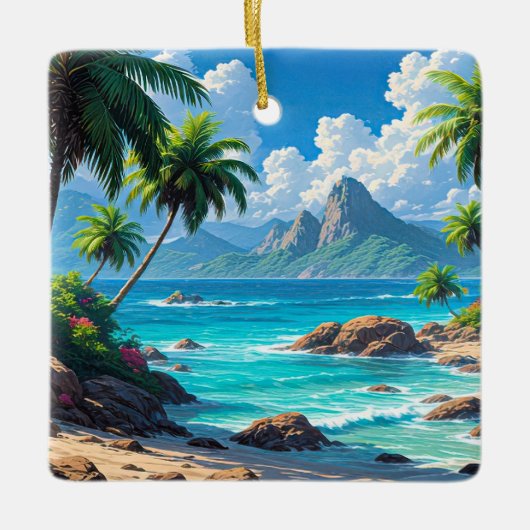 Droom maar, Tropisch paradijs, Keramisch Ornament (Voorkant)