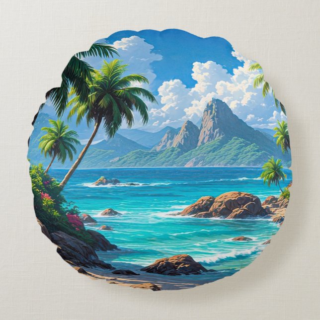 Droom maar, Tropisch paradijs, Rond Kussen (Voorkant)