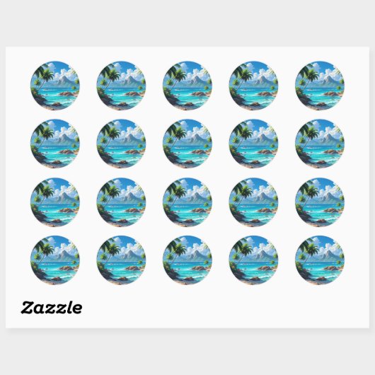 Droom maar, Tropisch paradijs, Ronde Sticker (Vel)