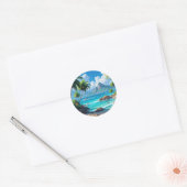 Droom maar, Tropisch paradijs, Ronde Sticker (Envelop)