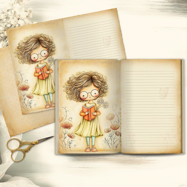 Droom meisje vintage junk journal pagina (Creator heeft geüpload)
