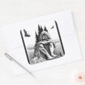 Droom met Eagles schets kunstwerk Vierkante Sticker (Envelop)