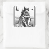 Droom met Eagles schets kunstwerk Vierkante Sticker (Tas)