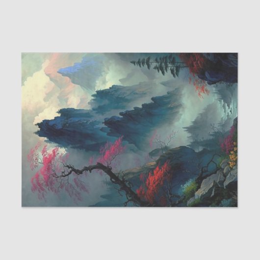 Droom Misty Mountain Landscape Tissue Paper Tissuepapier (Voorkant)