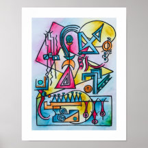 Droom-Modern Bauhaus Geometrische Watercolor Kunst