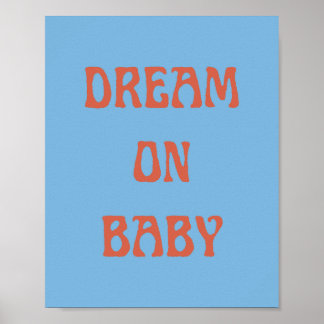 Droom op Baby Poster Wall Art in blauw en Sinaasap