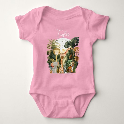Droom over exotische jungle safari dieren romper (Voorkant)
