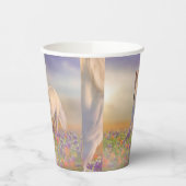 Droom Paard loopt door roze weide Papieren Bekers (Links)