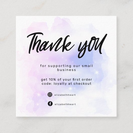 Droom pastel sky splash business bedankje vierkante visitekaartje (Voorkant)