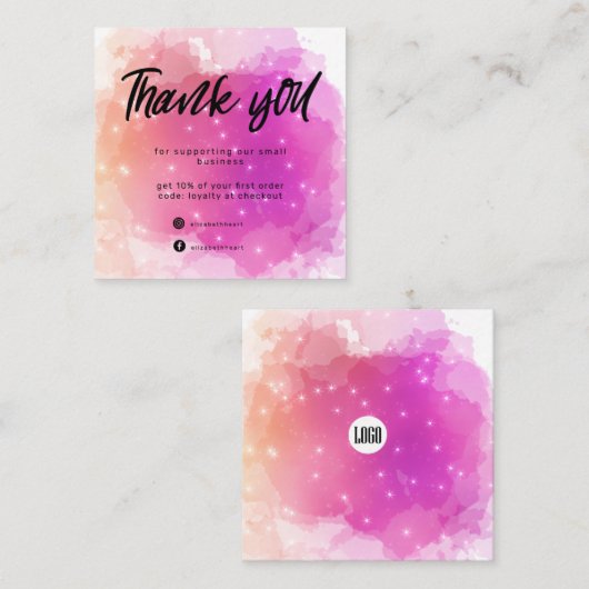 Droom pastel sky splash business bedankje vierkante visitekaartje (Voorkant / Achterkant)