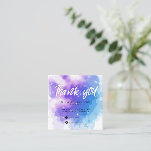 Droom pastel sky splash business bedankje vierkante visitekaartje (Staand voorkant)