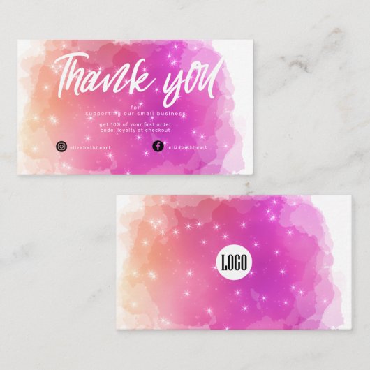 Droom pastel sky splash business bedankje visitekaartje (Voorkant / Achterkant)