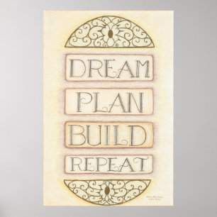 Droom Plan Bouw Herhaal Kunst aan de Muur Poster