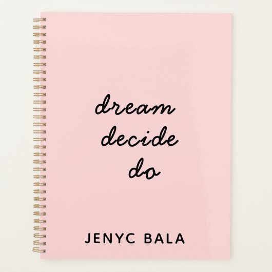 Droom Plan Do Blush Roze Ontwerp Planner (Voorkant)