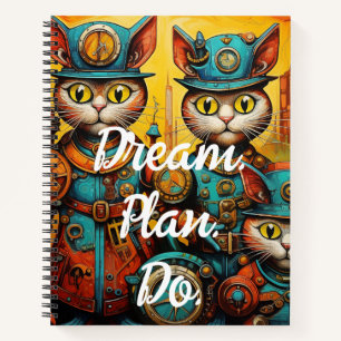 Droom Plan. Doe. Leuke Steampunk Katten Notitieboek