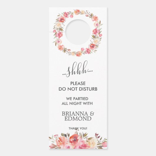 Droom roze bloemenbruiloft gast niet storen deurhanger (Voorkant)