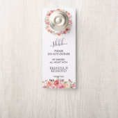 Droom roze bloemenbruiloft gast niet storen deurhanger (Op knop)