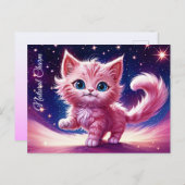 Droom roze kitten huisdieren kwekerij uniek ontwer briefkaart (Voorkant / Achterkant)