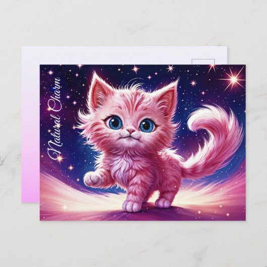 Droom roze kitten huisdieren kwekerij uniek ontwer briefkaart (Voorkant / Achterkant)