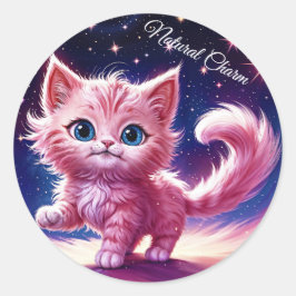 Droom roze kitten huisdieren kwekerij uniek ontwer ronde sticker
